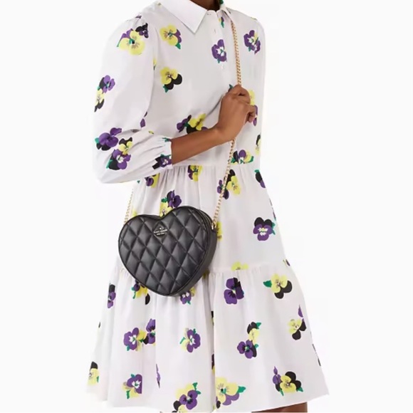 NWT Kate Spade Love Shack Black Quilted Heart Crossbody Bag Purse Handbag - Picture 4 of 12